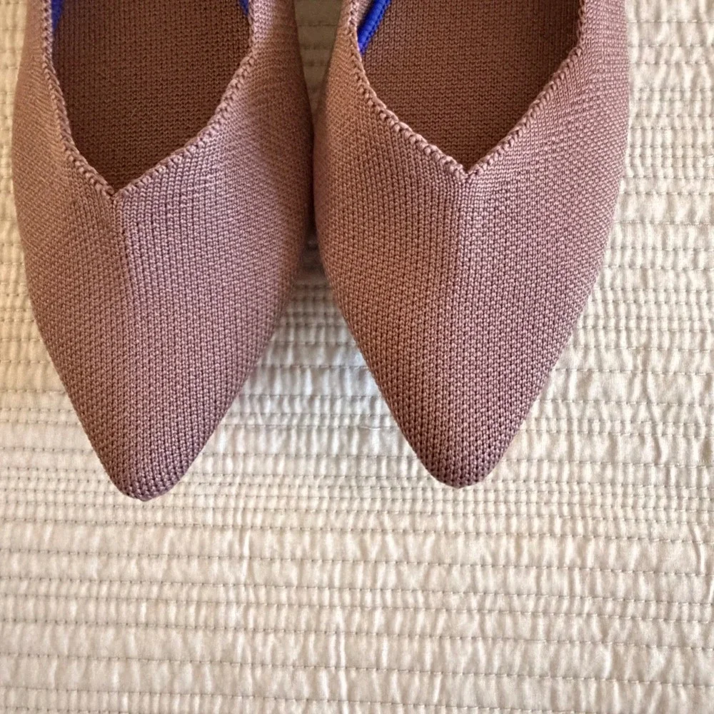 Rothys‎ The Point Women's Taupe Brown Pointed Toe Knit Flats Shoes Size 11.5